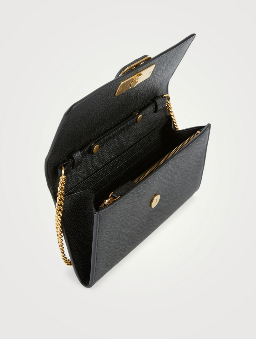 VALENTINO GARAVANI VLOGO Leather Crossbody Chain Wallet Bag Holt