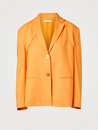 REJINA PYO Ashley Oversized Blazer With Drawstrings Women's Orange