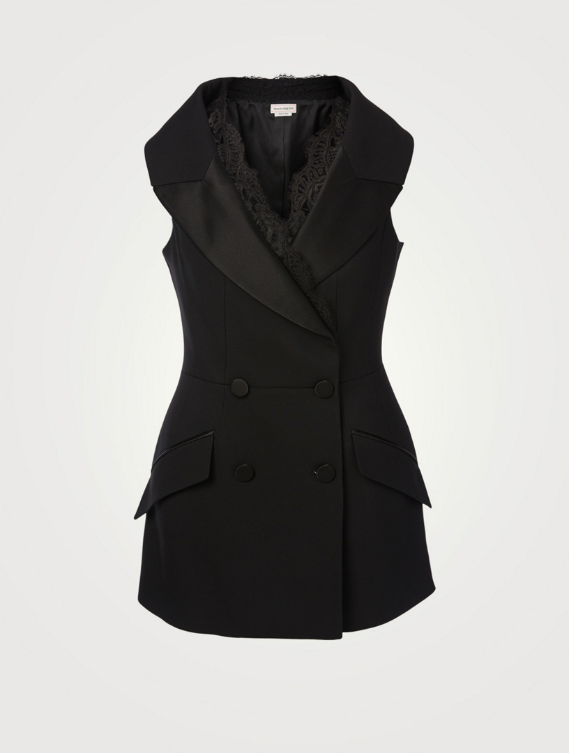 sleeveless double breasted blazer