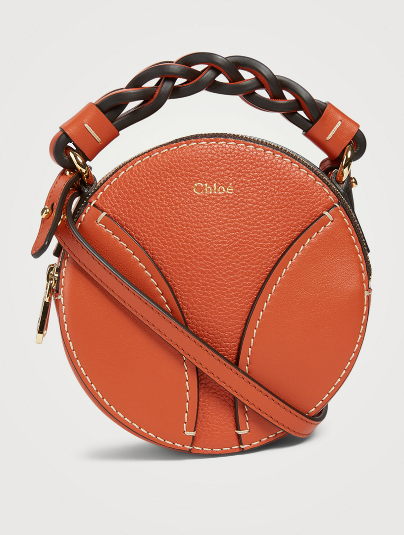 round leather crossbody bag