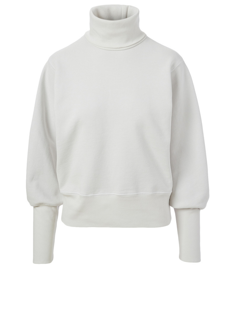 white turtleneck sweatshirt