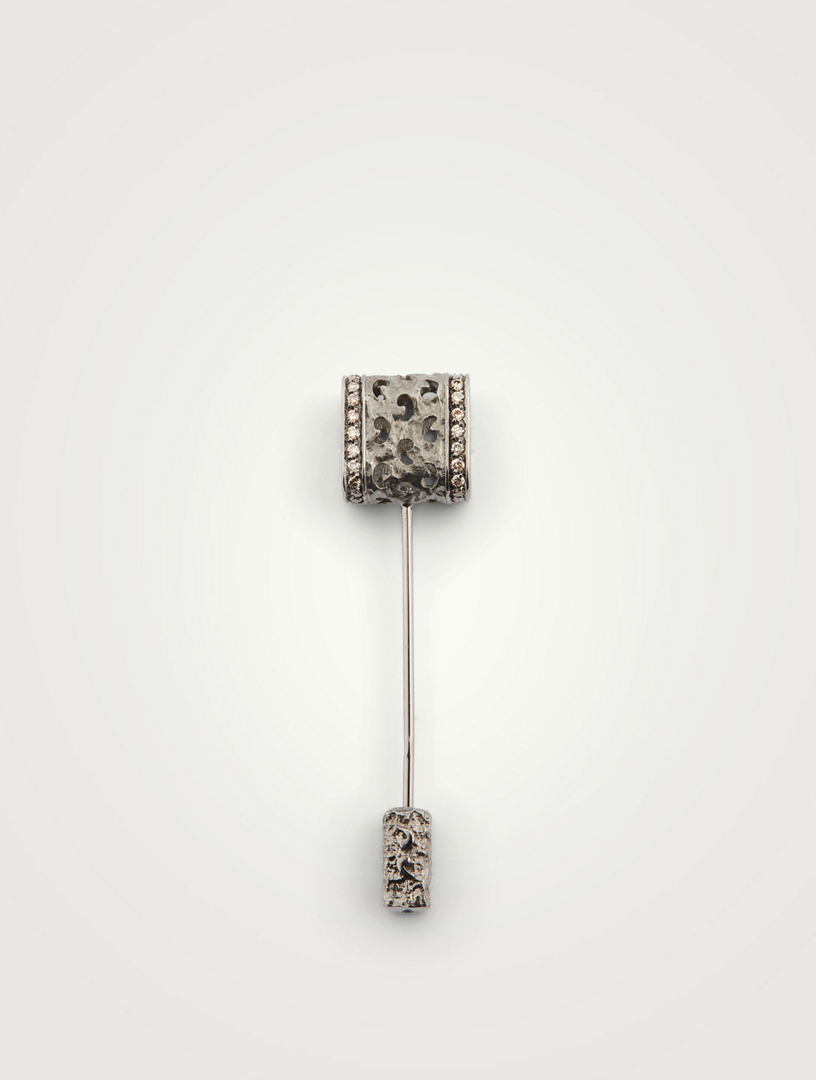 MARCO DAL MASO Konga 18K Gold Hammer Lapel Pin With Champagne Diamonds