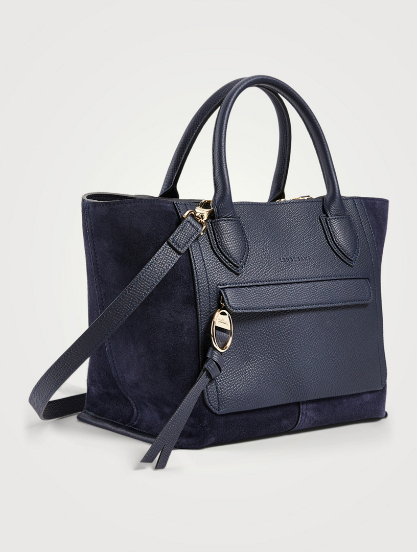 LONGCHAMP Medium Mailbox Suede And Leather Top Handle Bag Holt