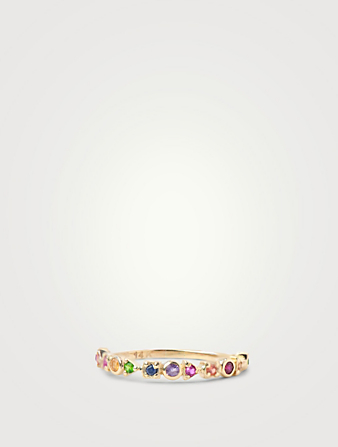ANZIE Cléo Gold Geometric Stackable Ring With Multicolour Stones Women's Metallic