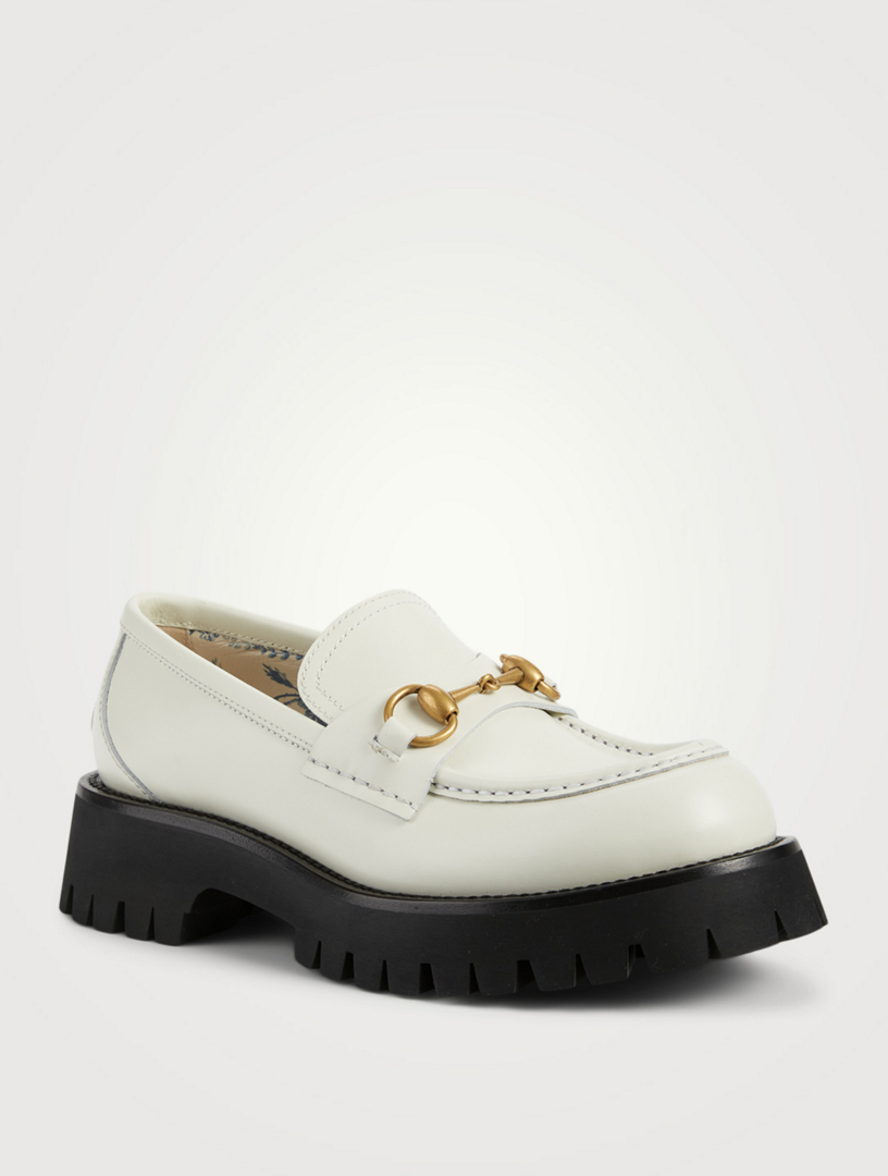 GUCCI Leather Lug Sole Loafers With 