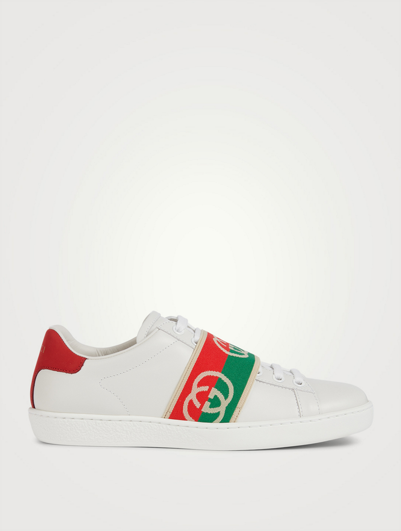 gucci leather sneaker with web