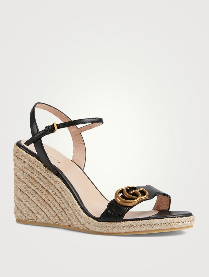 Gucci Leather Wedge Espadrille Sandals With Double G Holt Renfrew Canada