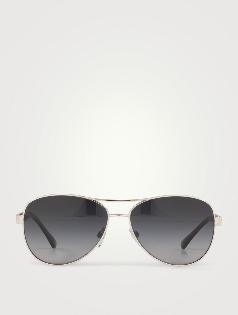 BURBERRY Polarized Aviator Sunglasses With Vintage Check | Holt Renfrew ...