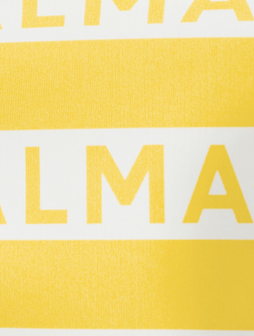 BALMAIN 2-Piece Triangle Bikini Swimsuit In Logo Stripe Print Women's Yellow