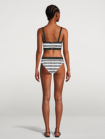 BALMAIN 2-Piece Swimsuit In Logo Stripe Print Women's Multi