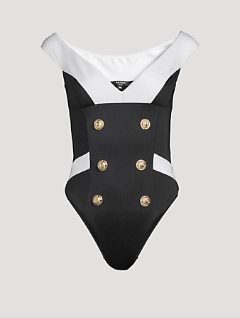 BALMAIN Double-Breasted One-Piece Swimsuit Women's Multi