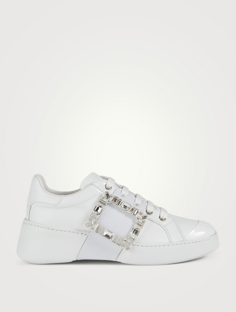 ROGER VIVIER Viv' Skate Strass Buckle Leather Sneakers | Holt Renfrew ...