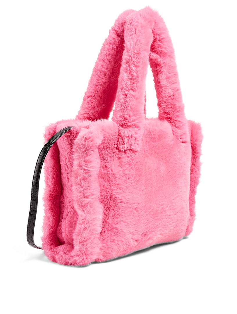 pink faux fur handbag