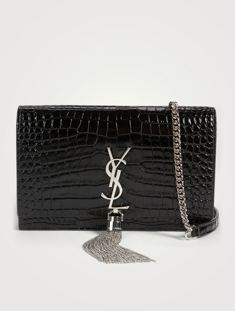 black leather ysl chain bag
