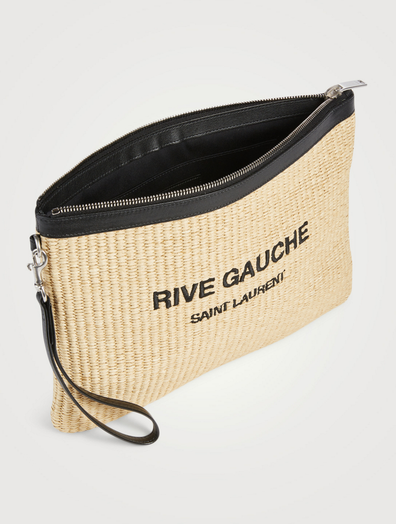 SAINT LAURENT Rive Gauche Raffia Zippered Pouch Bag Holt Renfrew Canada