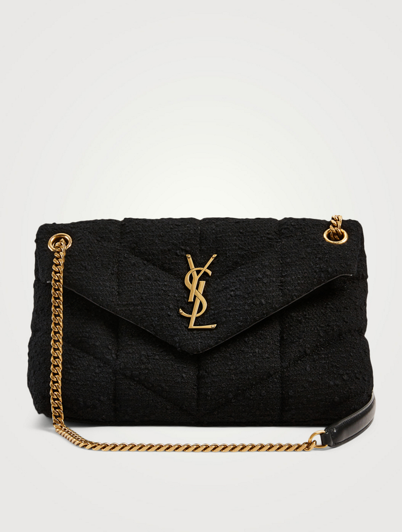 SAINT LAURENT Small Loulou YSL Monogram Bouclé Tweed Wool Puffer Bag ...