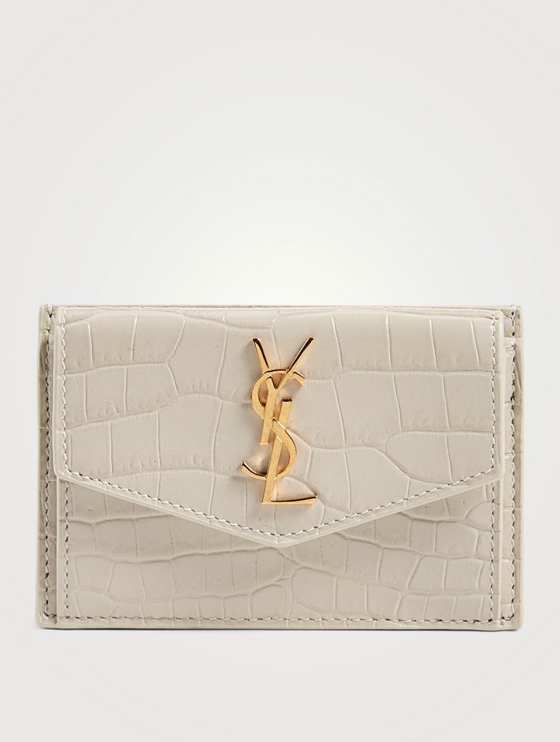 Laurent Croco Embossed Leather Cardholders Mini Wallets