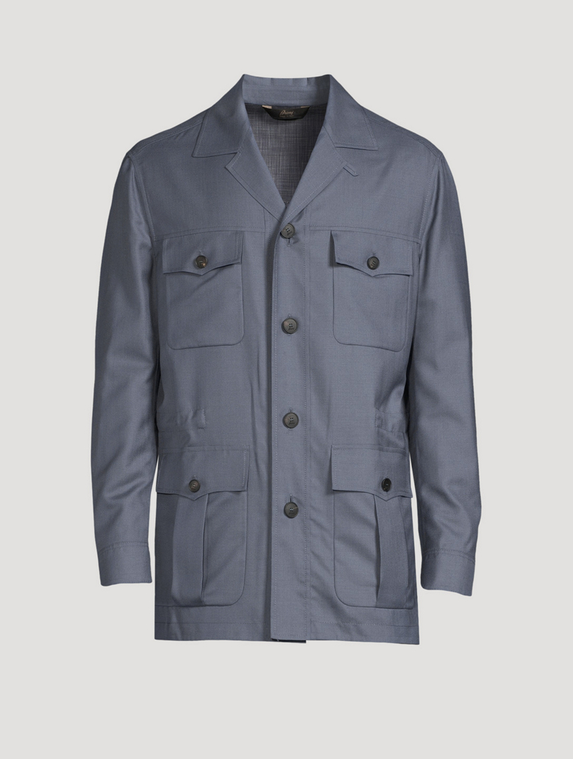 BRIONI Wool And Silk Safari Jacket Men's Grey