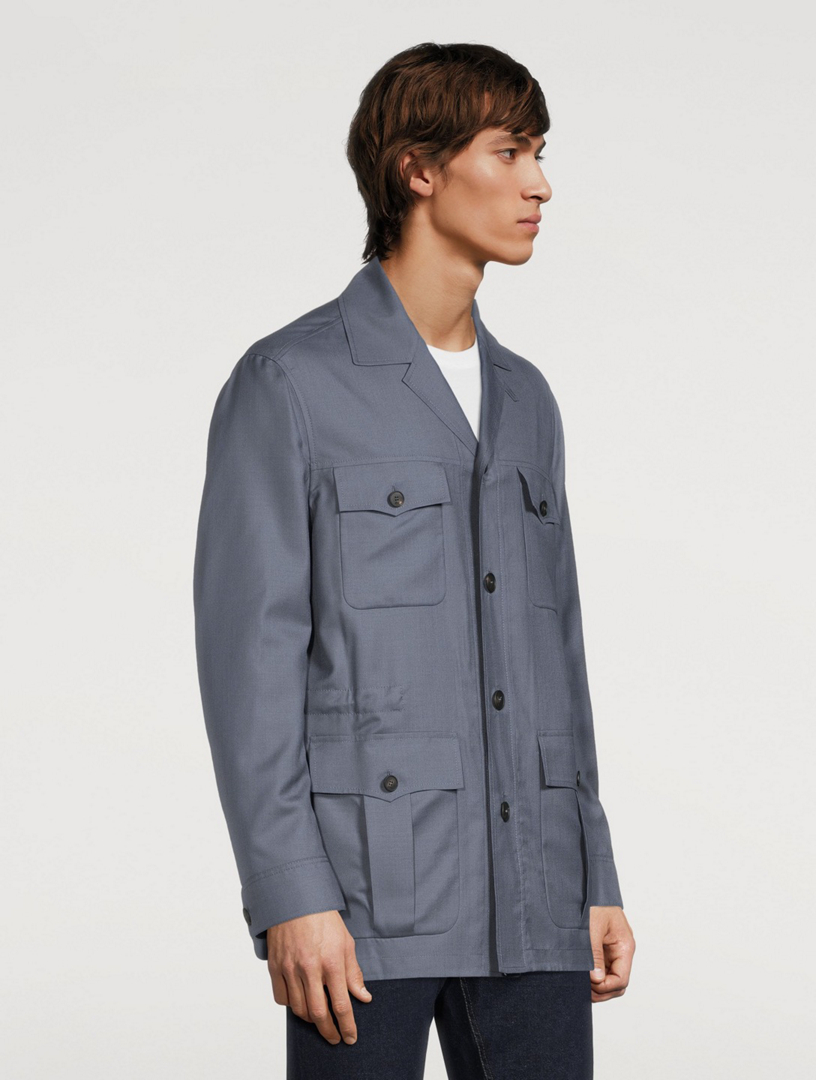 BRIONI Wool And Silk Safari Jacket Men's Grey