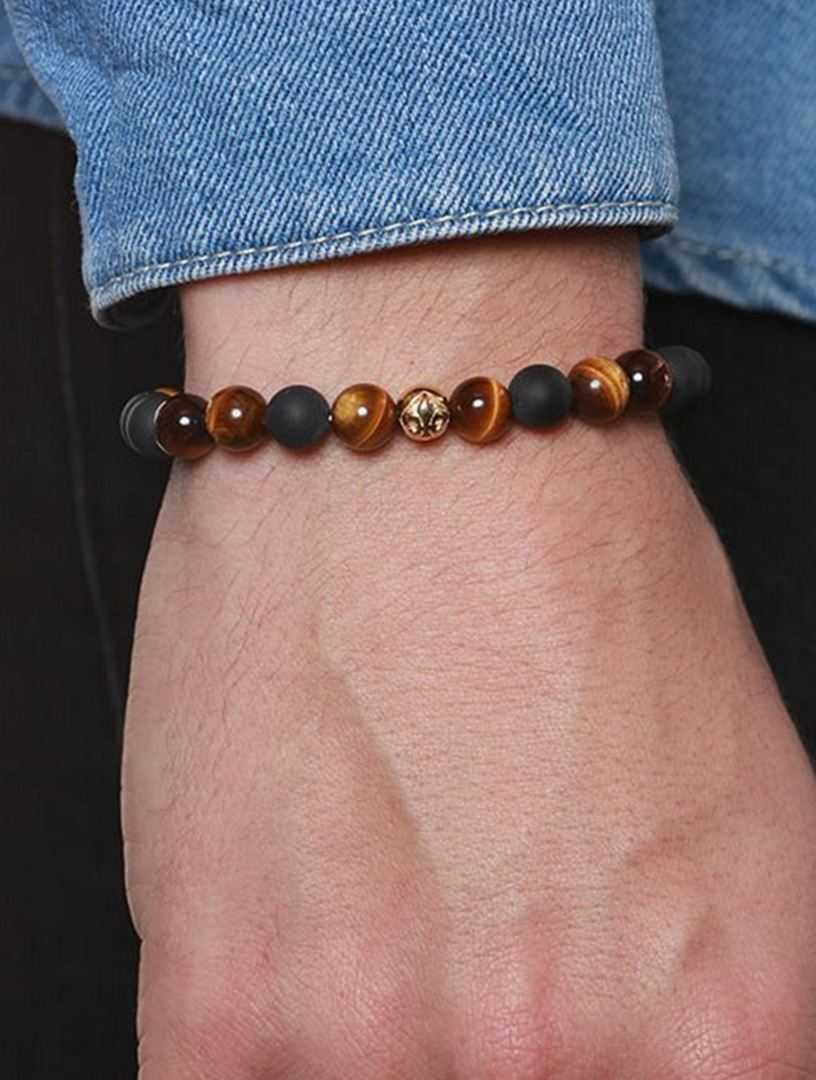 Nialaya Beaded Bracelet With Matte Onyx And Brown Tiger Eye Holt Renfrew Canada