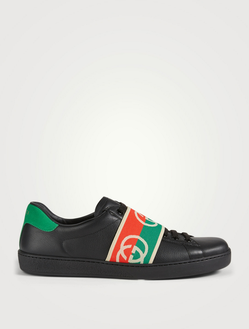 gucci ace leather sneaker black
