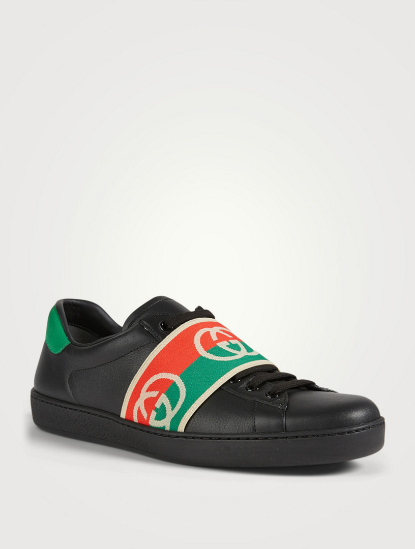 gucci ace leather sneaker black