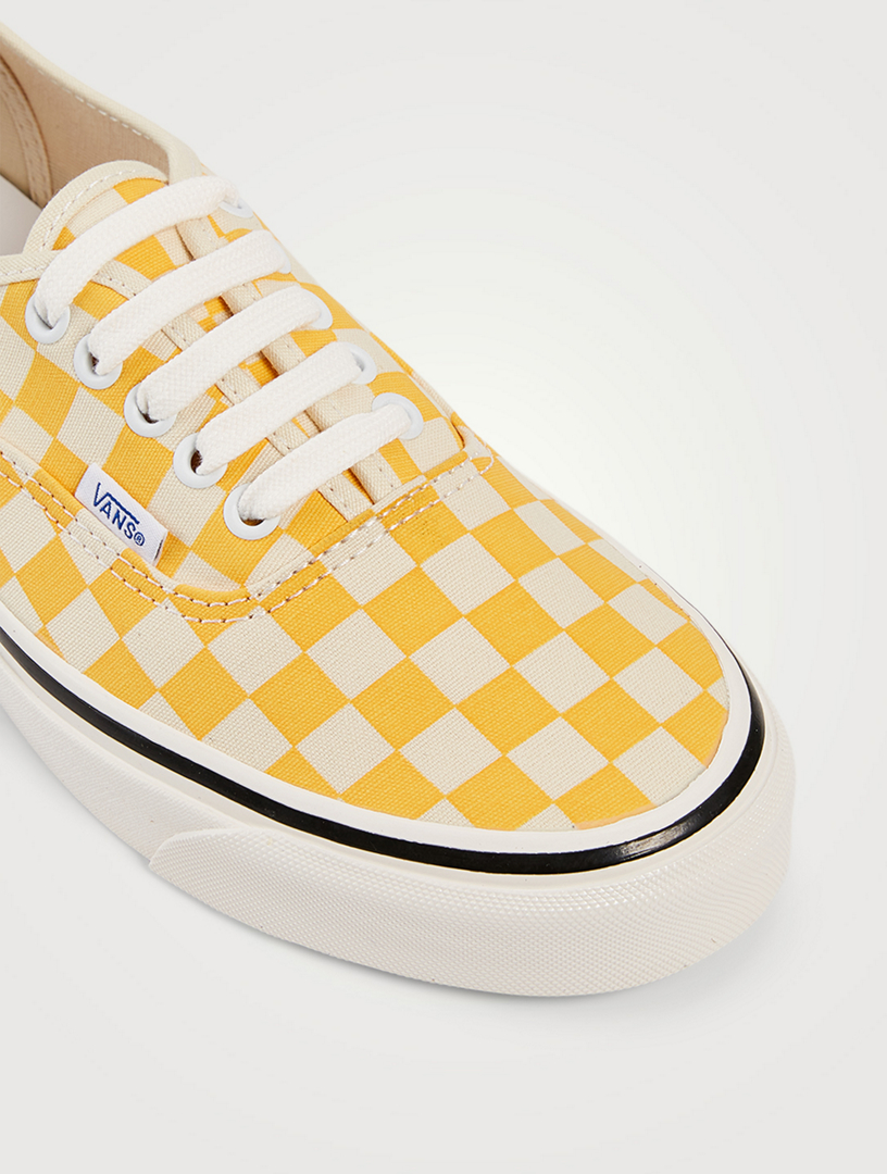 yellow checkered lace up vans