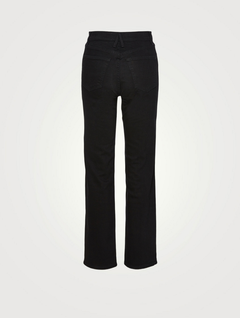 straight leg jeans women black