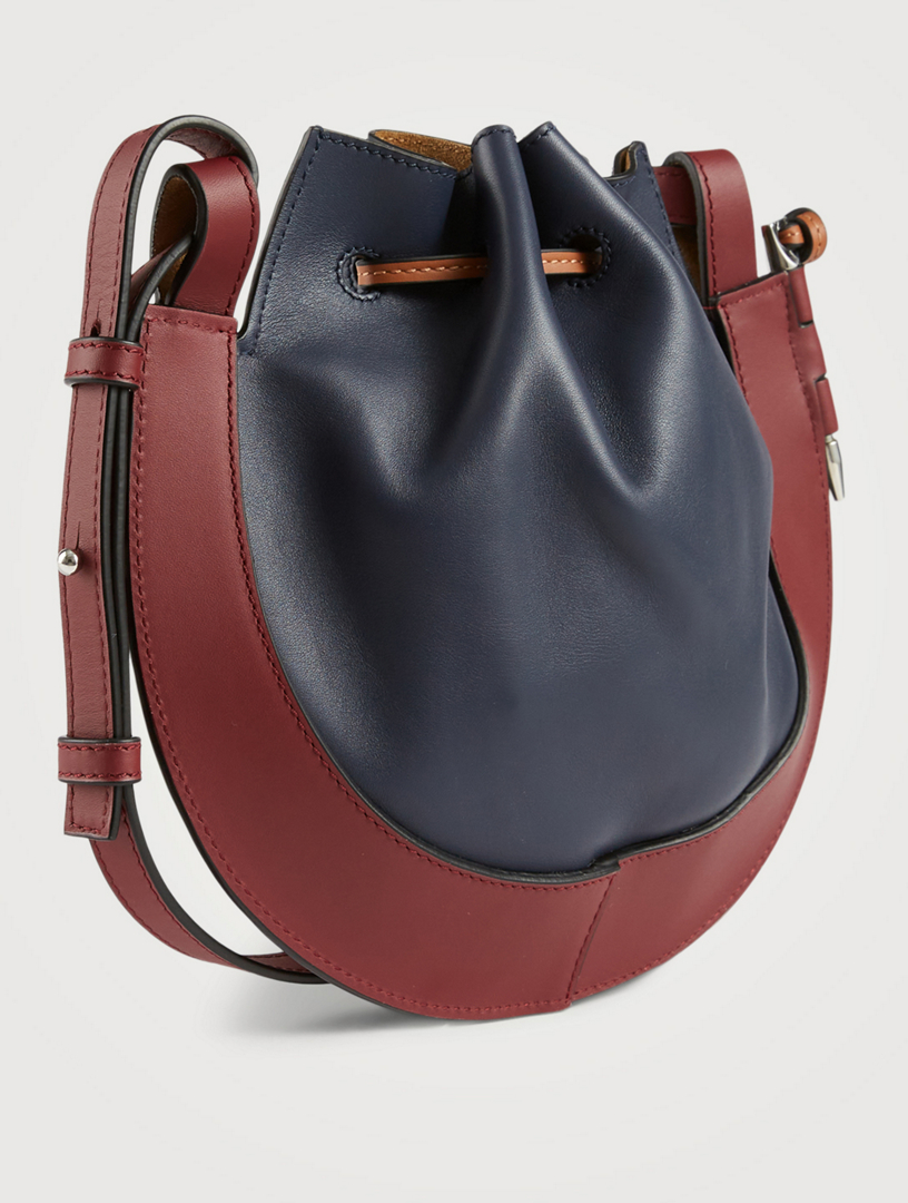 Details about / NWT Halston Heritage Backpack Lg Leather//Suede Drawstring Carryall gray Bucket