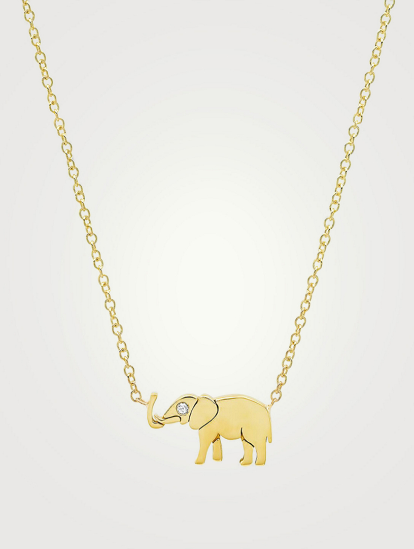 JENNIFER MEYER Mini 18K Gold Elephant Necklace With Diamond Women's Metallic