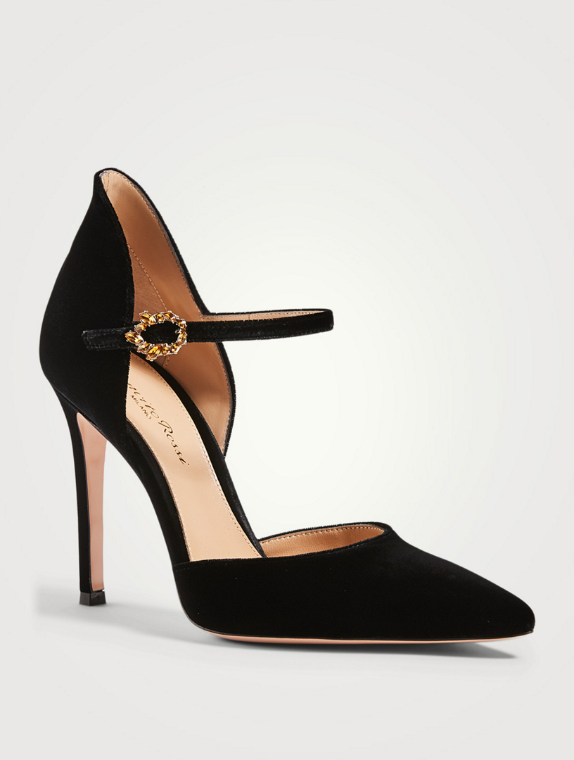 GIANVITO ROSSI Violet Velvet Mary Jane Pumps | Holt Renfrew Canada