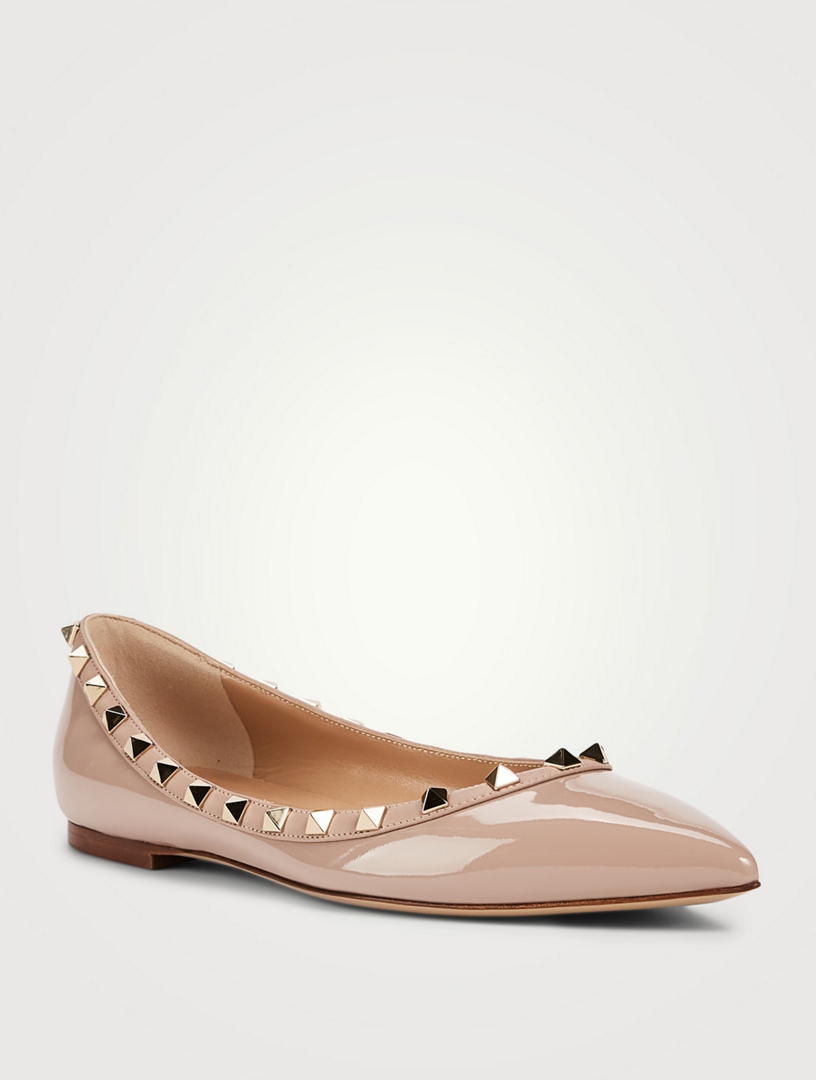 Rockstud Patent Leather Ballet Flats