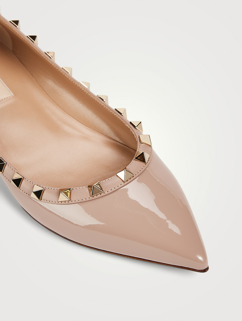 Rockstud Patent Leather Ballet Flats