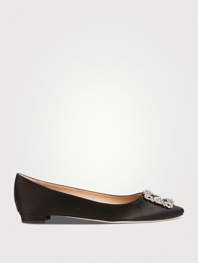 satin black flats
