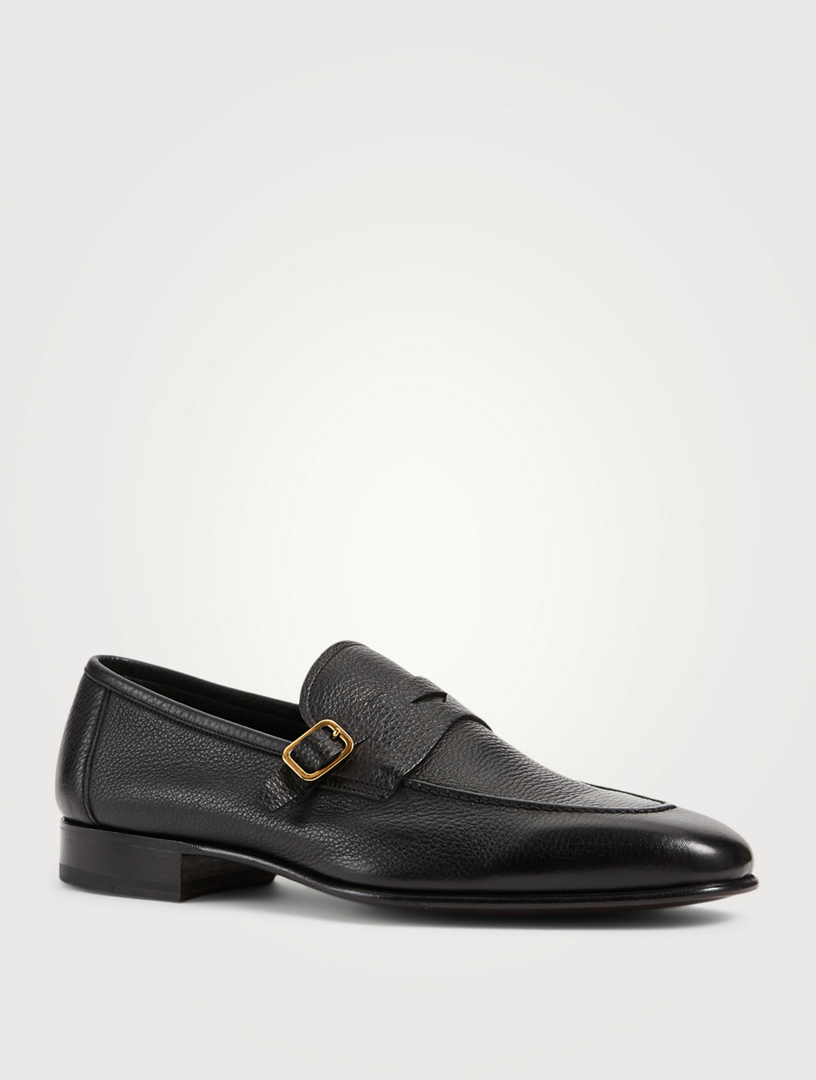 TOM FORD Dover Grained Leather Buckle Loafers | Holt Renfrew Canada