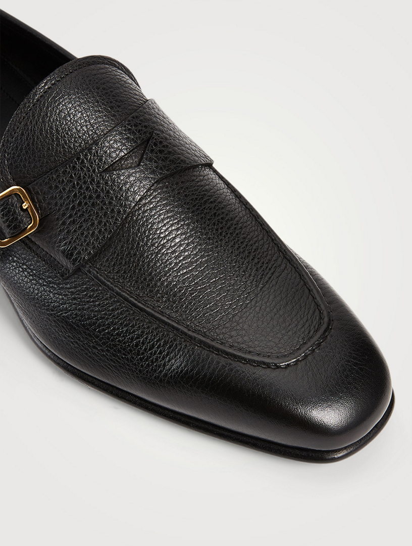 TOM FORD Dover Grained Leather Buckle Loafers | Holt Renfrew Canada