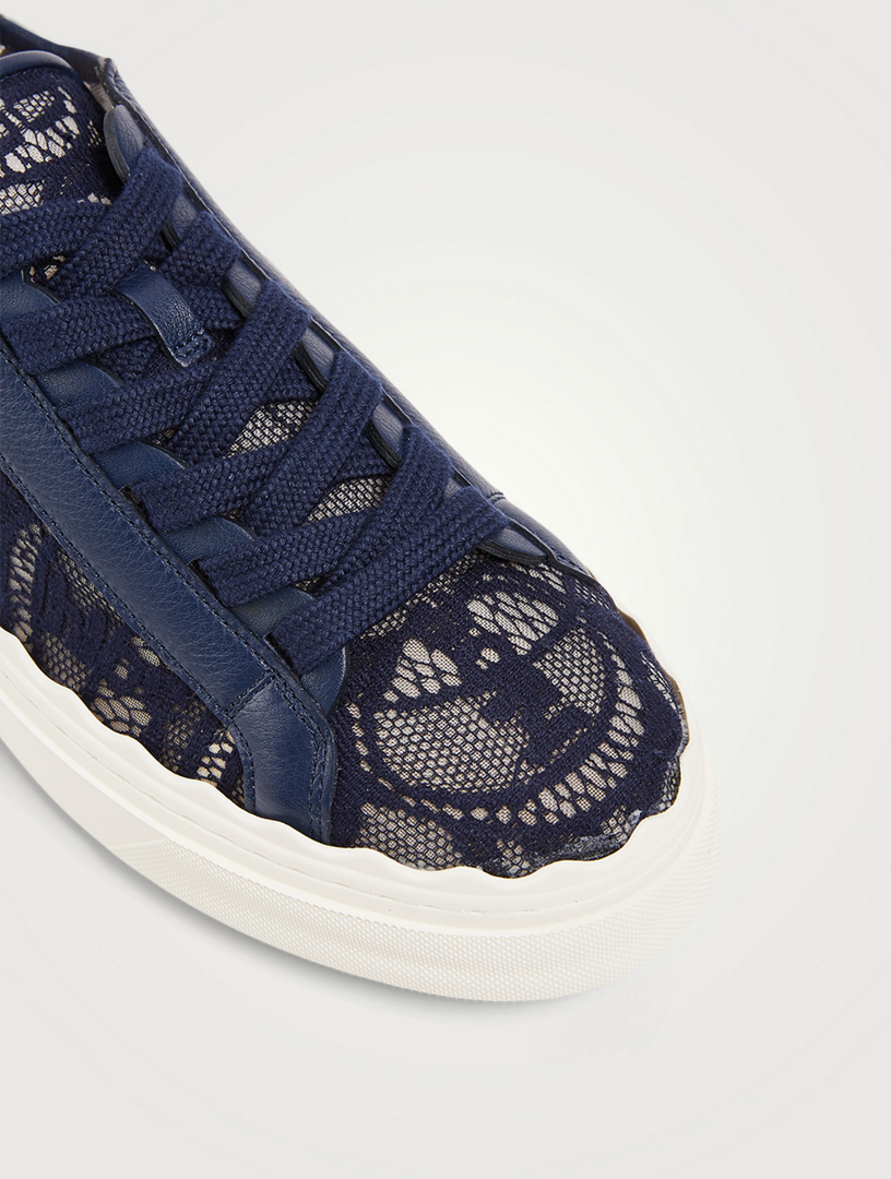 chloe lace sneakers black