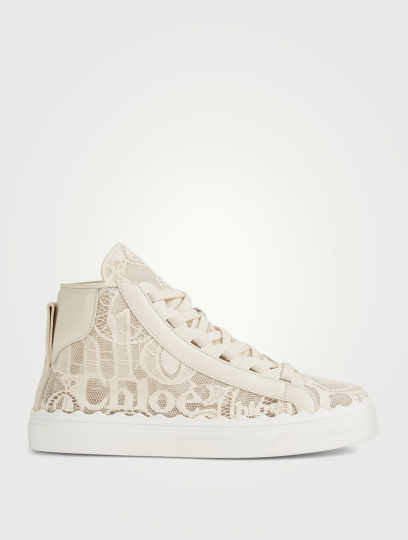 CHLOÉ Lauren Lace Logo High-Top Sneakers | Holt Renfrew Canada