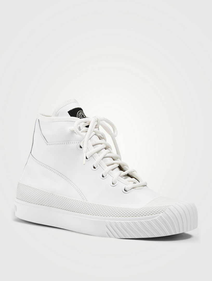 STONE ISLAND Leather High-Top Sneakers | Holt Renfrew Canada