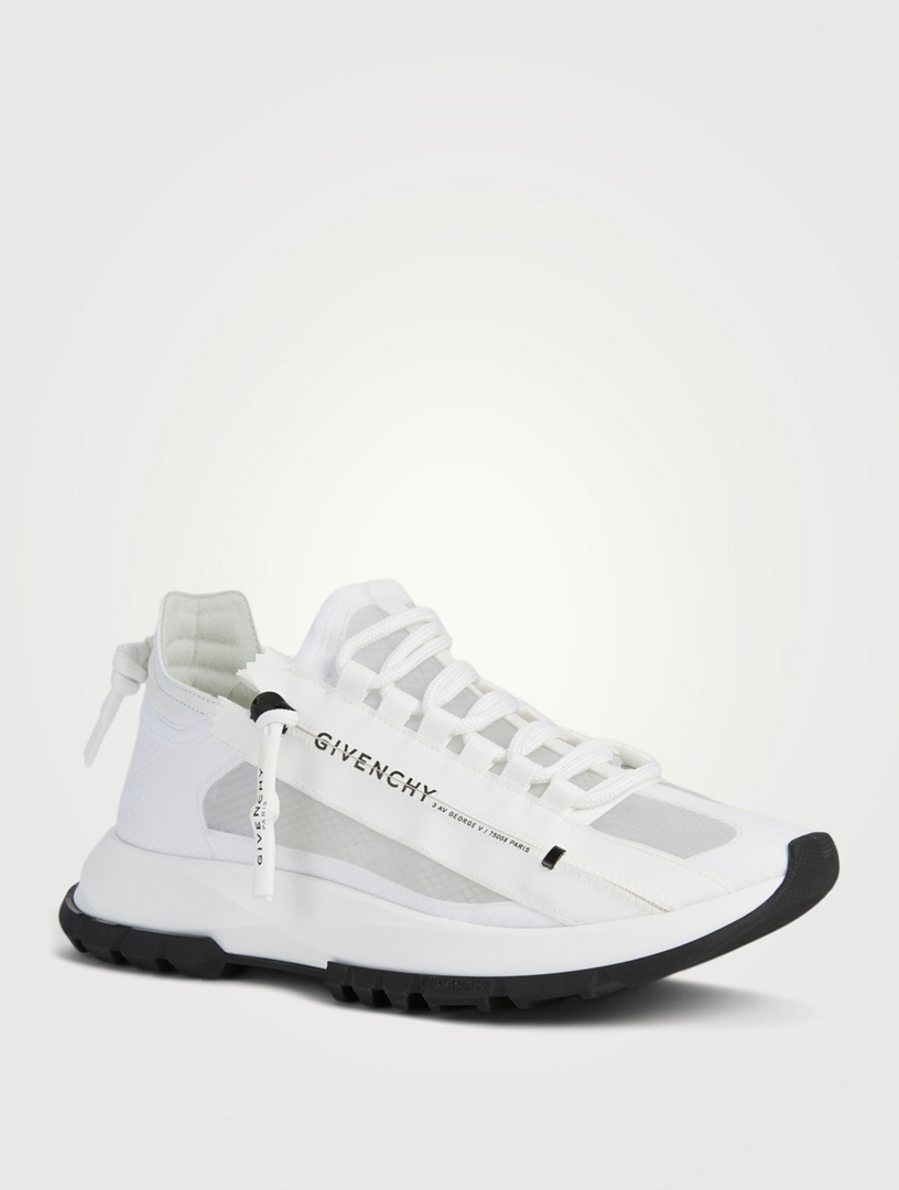 GIVENCHY Spectra Low Leather And Mesh Runner Sneakers With Logo Zip ...