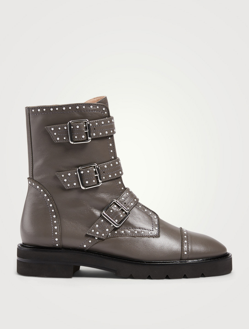 STUART WEITZMAN Jesse Lift Leather Ankle Boots With Pearl Studs | Holt ...