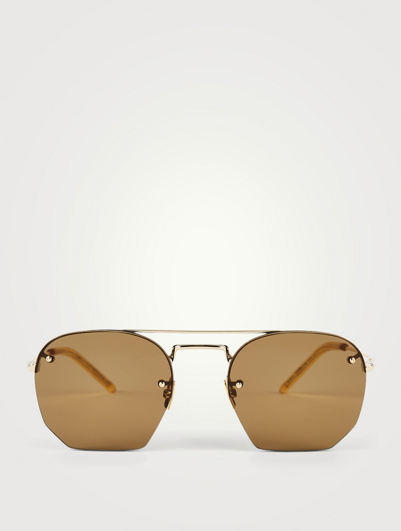 SAINT LAURENT SL 422 Hexagonal Aviator Sunglasses | Holt Renfrew Canada