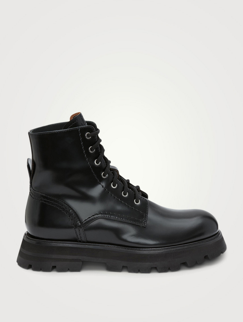 ALEXANDER MCQUEEN Wander Leather Combat Boots | Holt Renfrew Canada