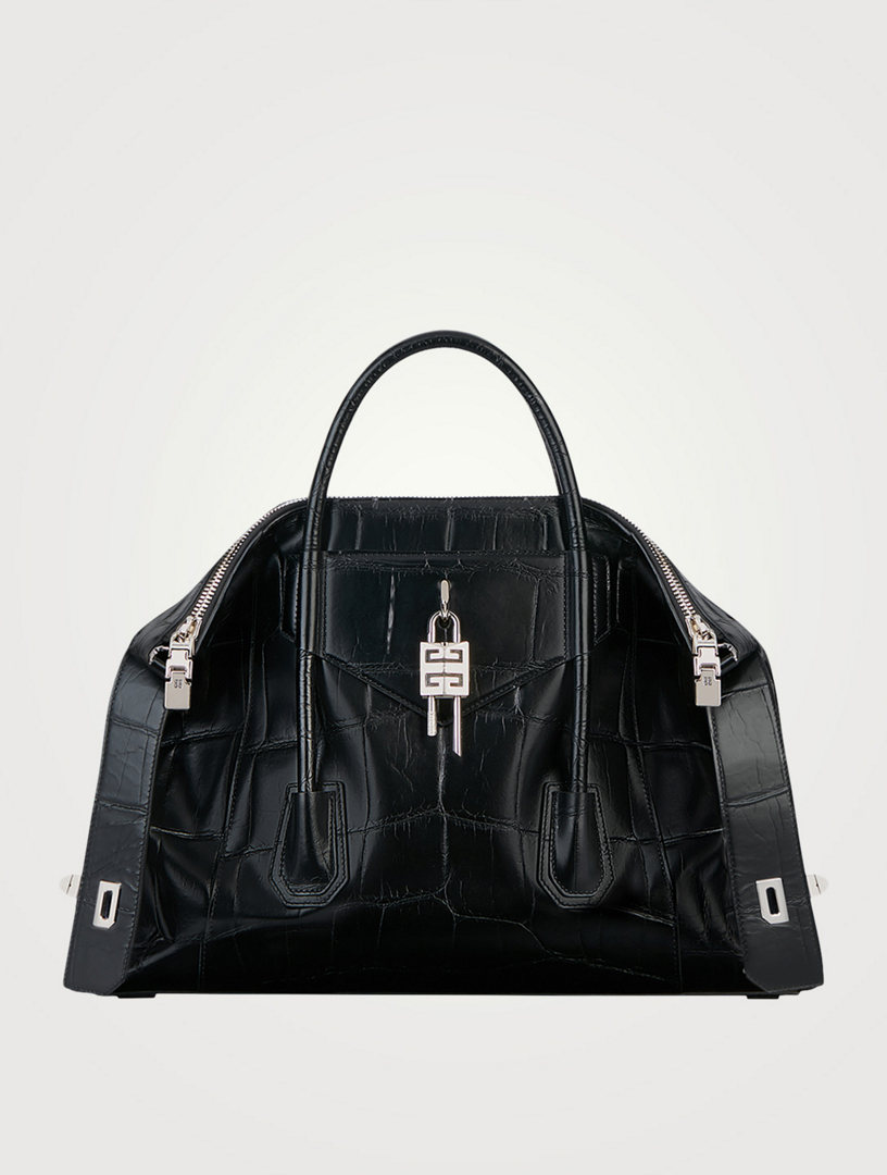 GIVENCHY Medium Antigona Soft Croc-Embossed Leather Bag With Lock ...