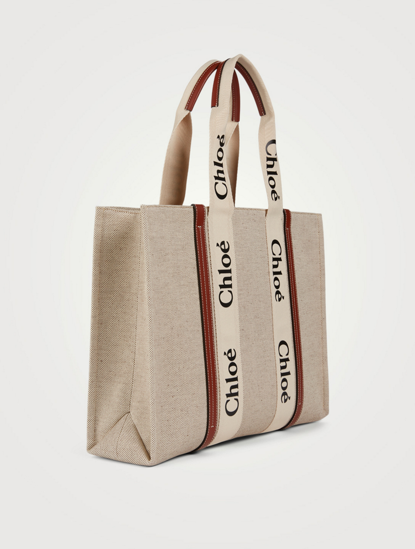 CHLOÉ Large Woody Canvas Tote Bag | Holt Renfrew Canada