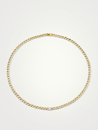 ANITA KO 18K Gold Cuban Link Necklace With Round Diamond Women's Metallic