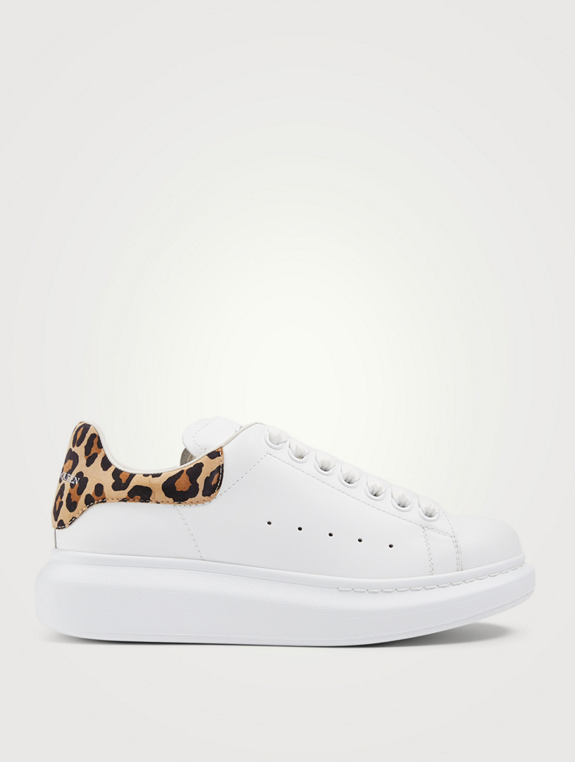 ALEXANDER MCQUEEN Oversized Leather Sneakers With Leopard Print Patch ...