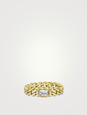 SHAY Baby Link 18K Gold Single Baguette Diamond Ring Women's Metallic