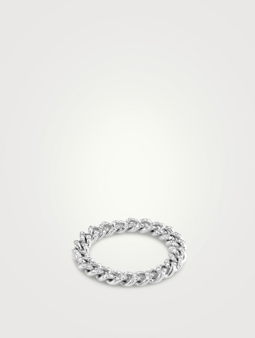 Bague à minimaillons en or blanc 18 ct à pavé de diamants