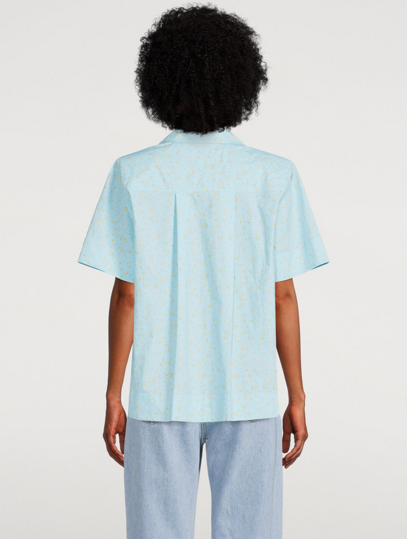 GANNI Cotton Poplin Short-Sleeve Shirt | Holt Renfrew Canada